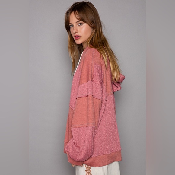 POL Exposed Seam Hooded Knit Top - Picture 2 of 3